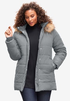 Ellos Womens Plus Size Long Puffer Coat